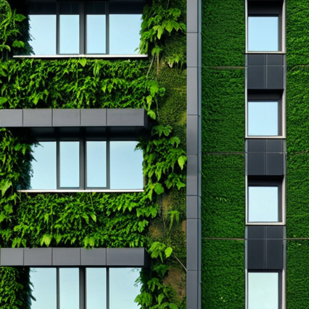 **Image Prompt 1: The Deceptive Green Facade**
    A pristine, modern corporate building facade adorned with lush green foliage, leaves, and symbols of nature, subtly peeling back or cracking to reveal dark, polluting industrial chimneys emitting smoke and waste behind it. The contrast is stark, symbolizing greenwashing and hidden environmental damage. Focus on deceptive beauty and underlying grim reality. Cinematic lighting, realistic, detailed.