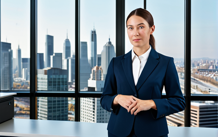 **

"A professional businesswoman in a modest business suit, standing in a modern office with large windows overlooking a cityscape, fully clothed, appropriate attire, safe for work, perfect anatomy, natural proportions, professional photography, high quality, family-friendly, well-formed hands, proper finger count."

**