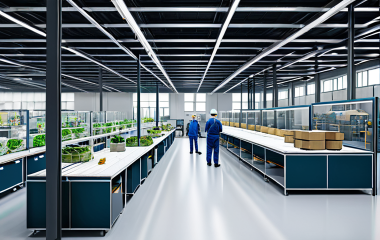 **

"A bright and modern factory interior showcasing a transparent supply chain. Workers in appropriate attire monitor sustainable material sourcing and efficient production processes. Data visualizations display energy consumption and waste reduction metrics. Safe for work, appropriate content, fully clothed, professional environment, perfect anatomy, natural proportions, high-quality rendering. Family-friendly."

**
