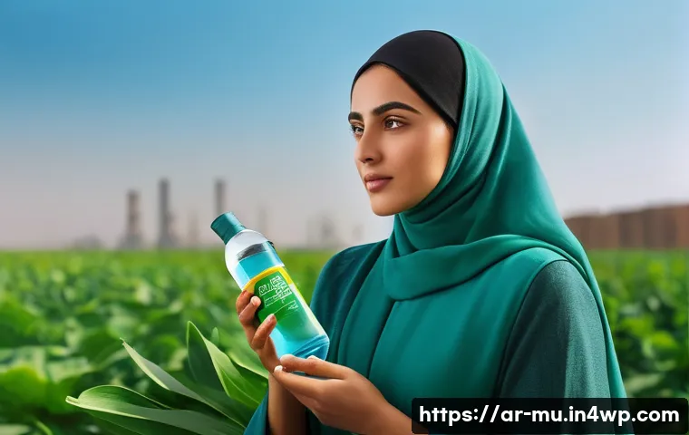 그린워싱과 기업의 광고 전략 - **Greenwashing Deception:** A vibrant and slightly misleading advertisement for a new "eco-friendly"...