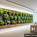 그린워싱 방지를 위한 기업의 역할 - A modern corporate office in the Middle East, with Arabic calligraphy art on the walls symbolizing s...